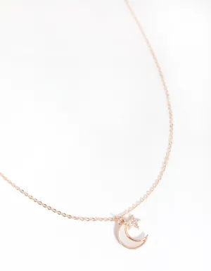 Rose Gold Moon & Star Necklace