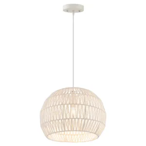 Round Farmhouse Rattan Pendant Lights with Adjustable Hanging Rope