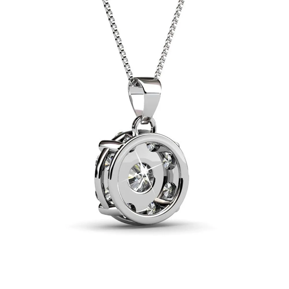 Ruth 18k White Gold Plated Silver Pendant Necklace with Swarovski Crystals