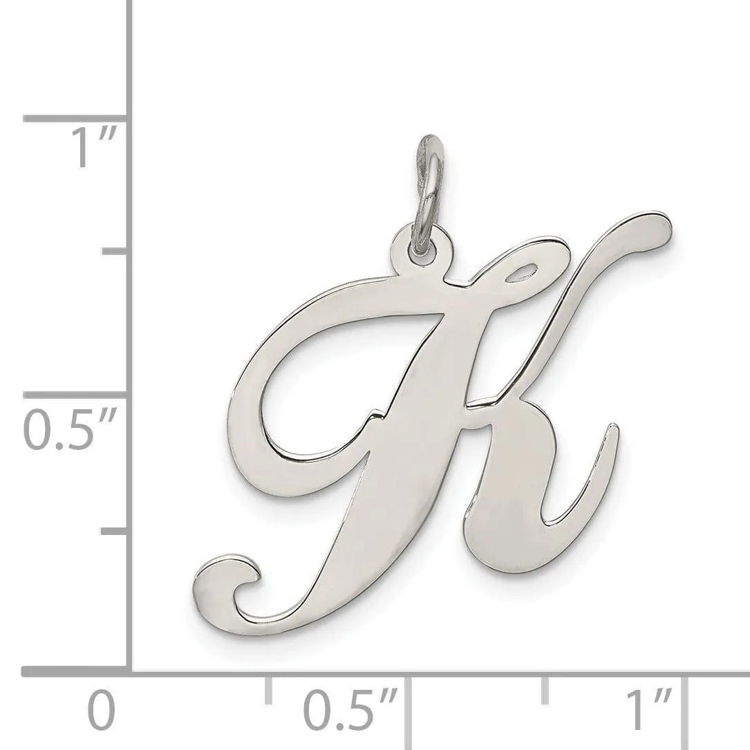 Silver Large Fancy Script Initial K Charm