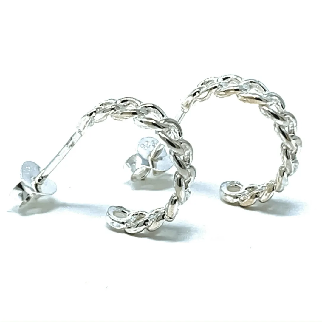 Silver Link Half Hoop Earrings