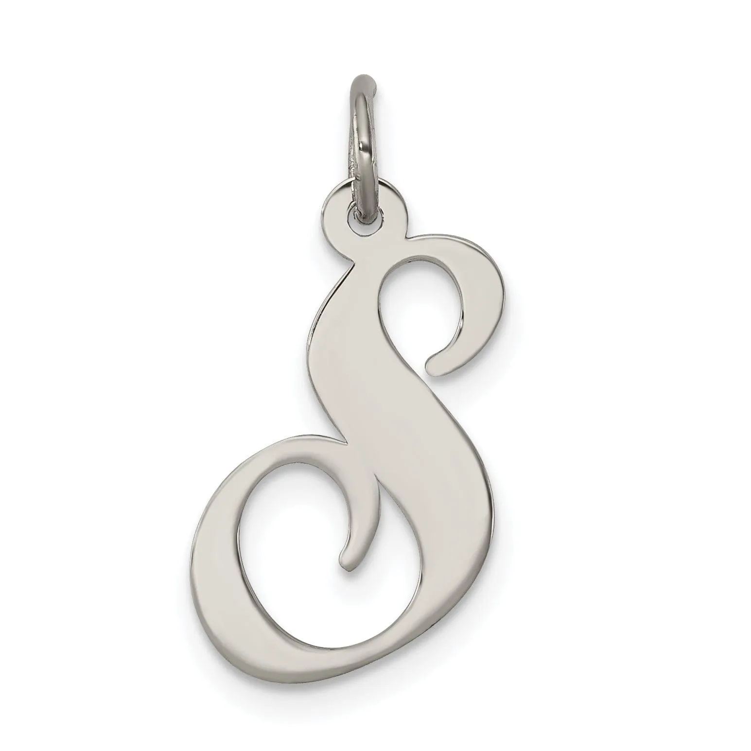 Silver Medium Fancy Script Initial S Charm