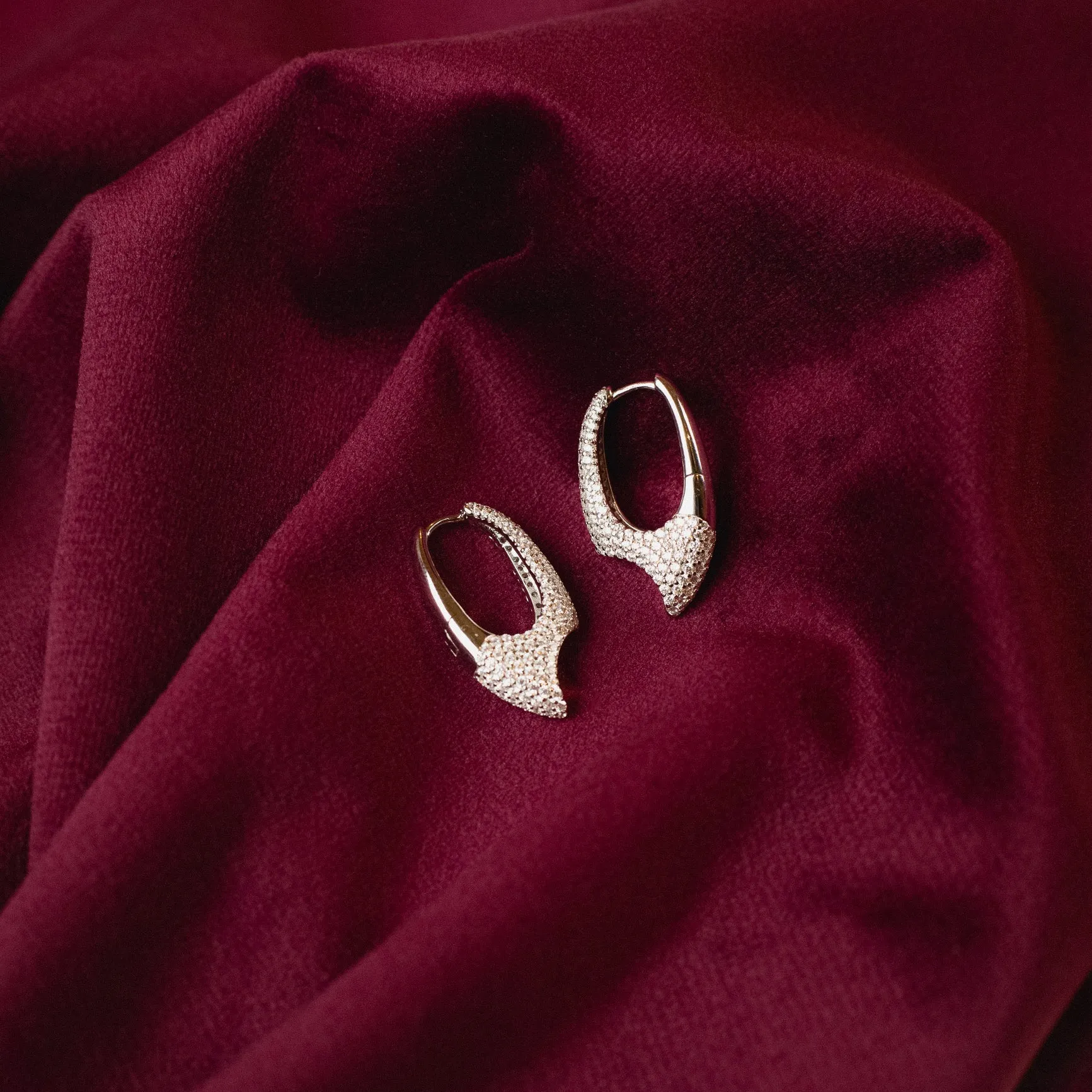 Silver Pavé Arrow Hoop Earrings