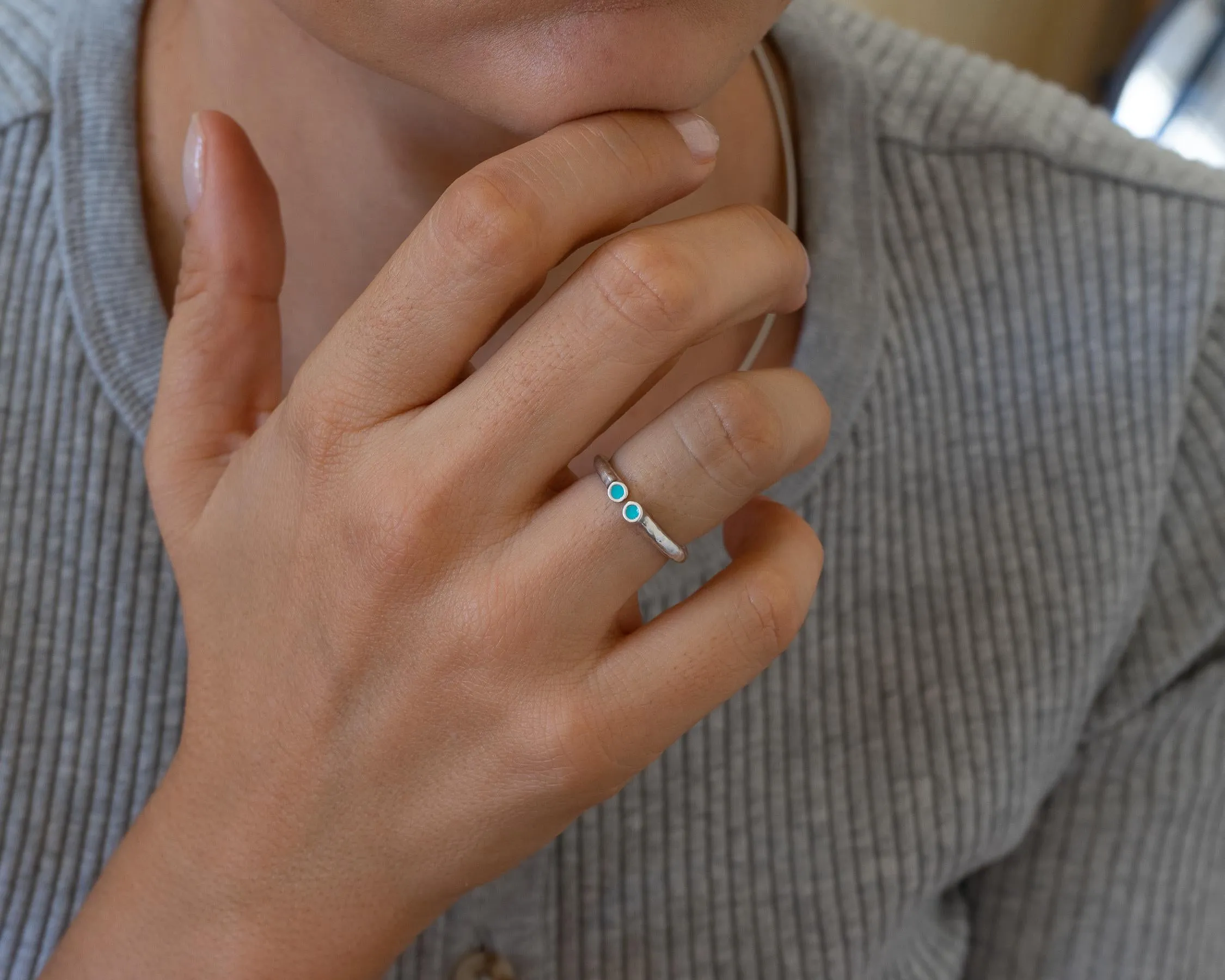 Silver Ring with Double Enamel Dots