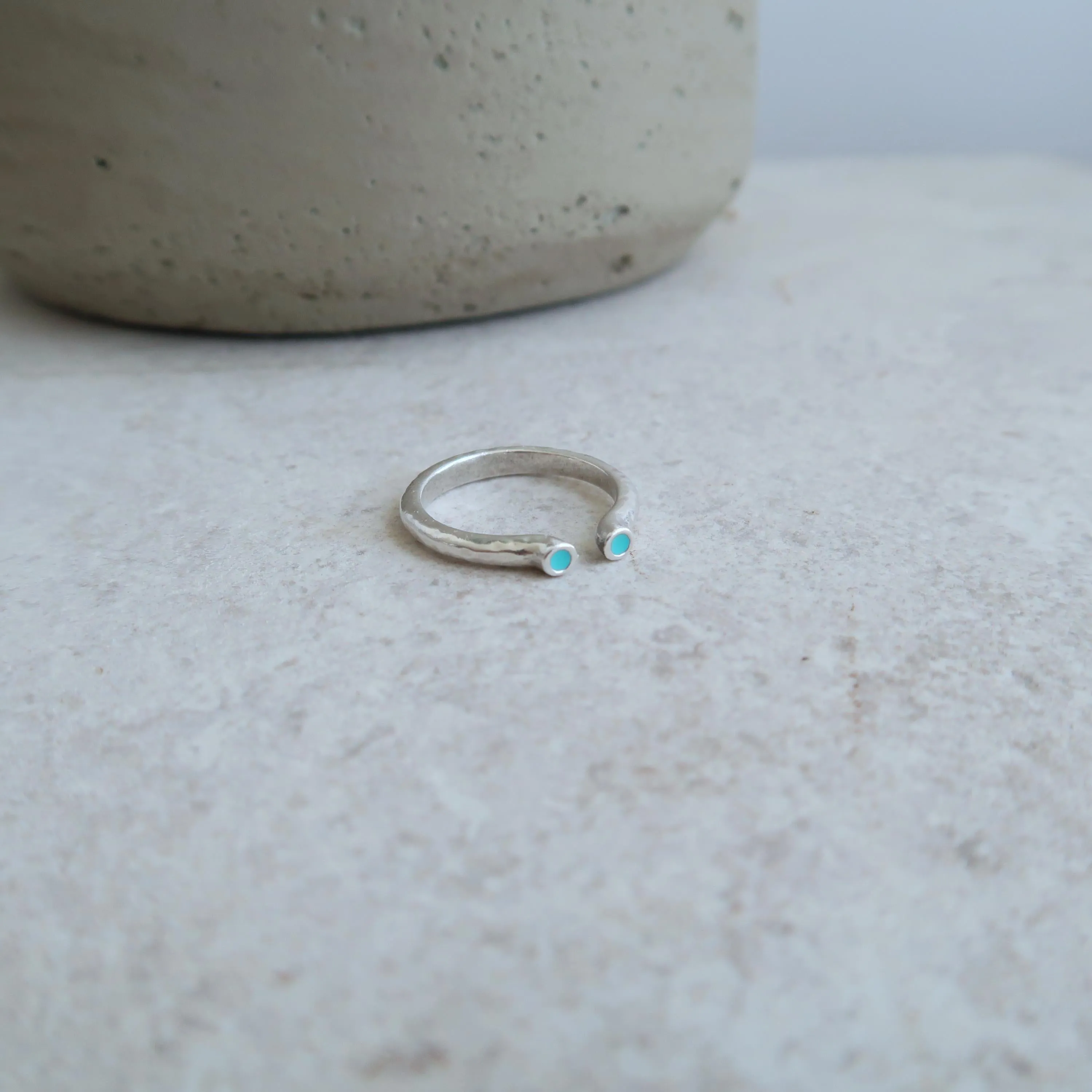 Silver Ring with Double Enamel Dots