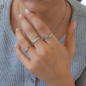 Silver Ring with Double Enamel Dots