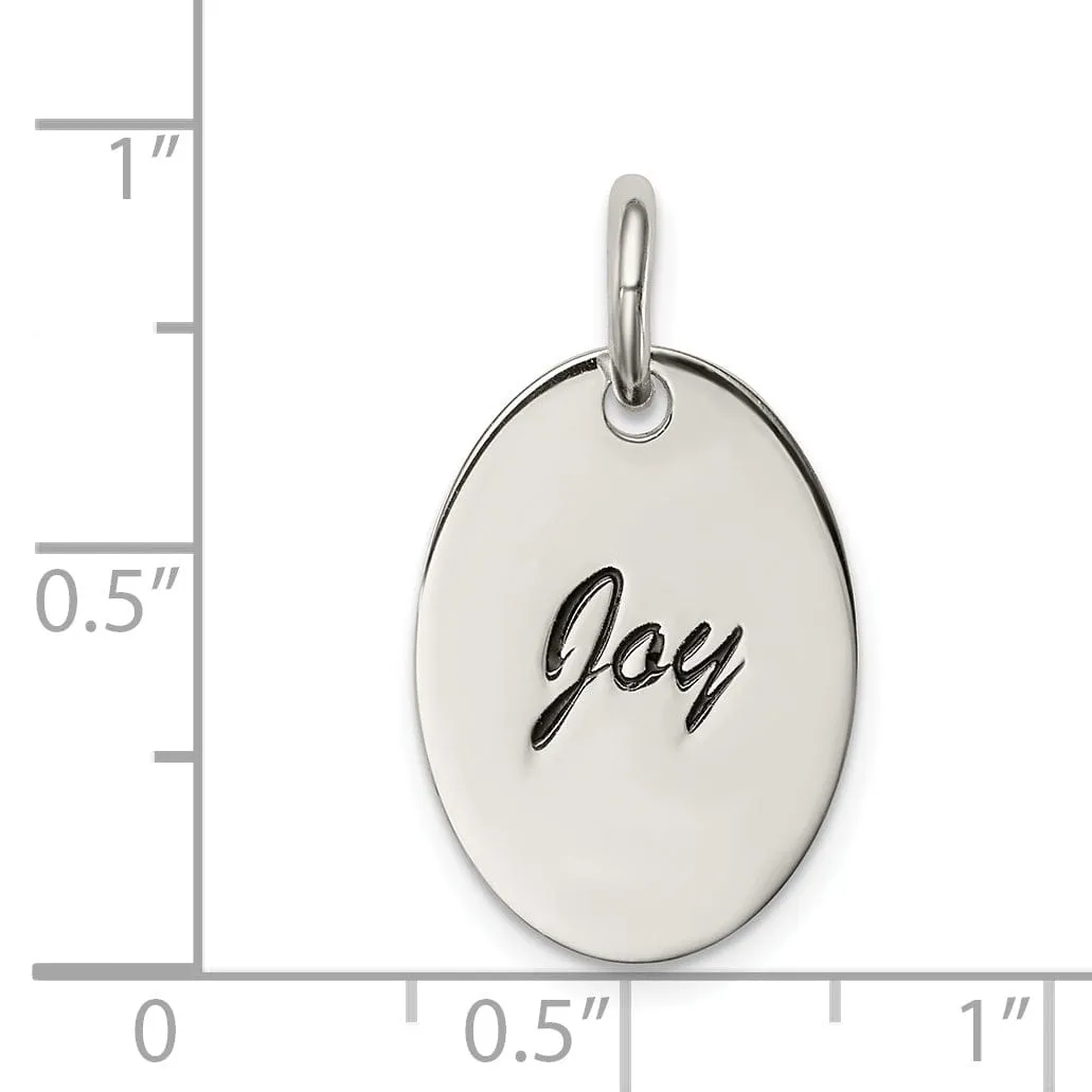 Silver Solid Polished Finish Joy Oval Pendant