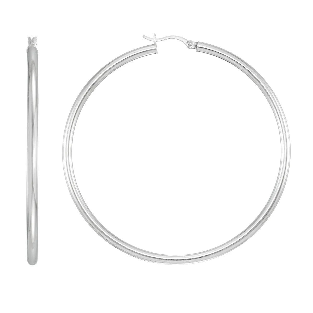 Simone I Smith Collection Platinum Plated Sterling Silver 65X3MM Hoop Earrings