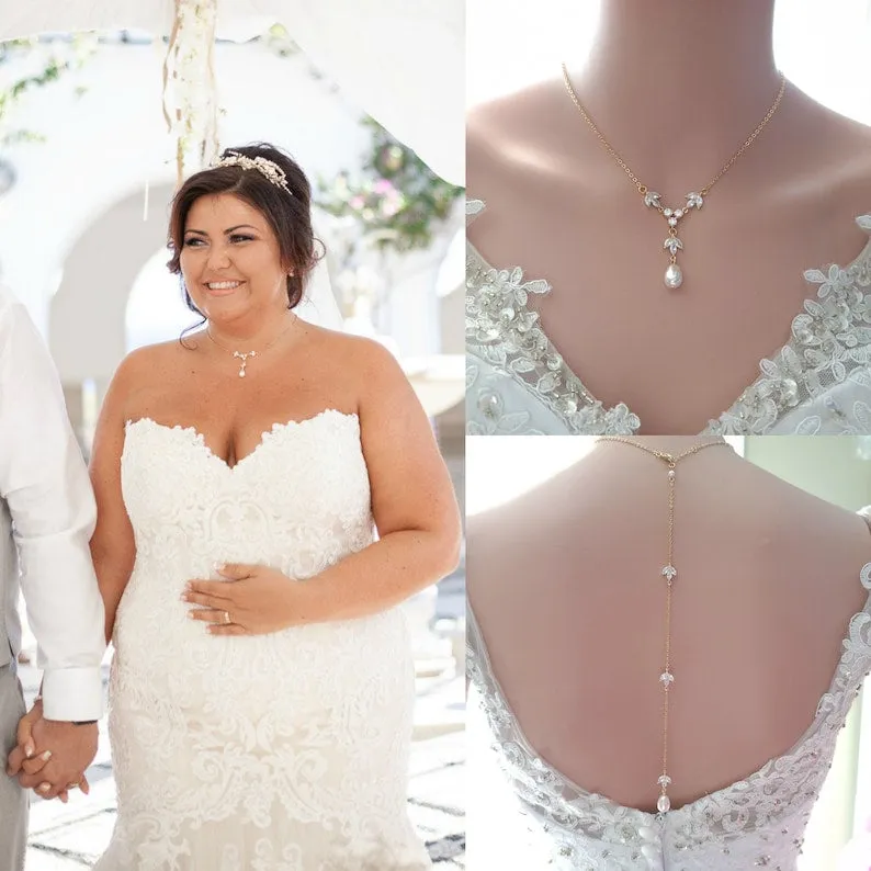 Simple Detachable Back Necklace for the Minimalistic Bride-Leila