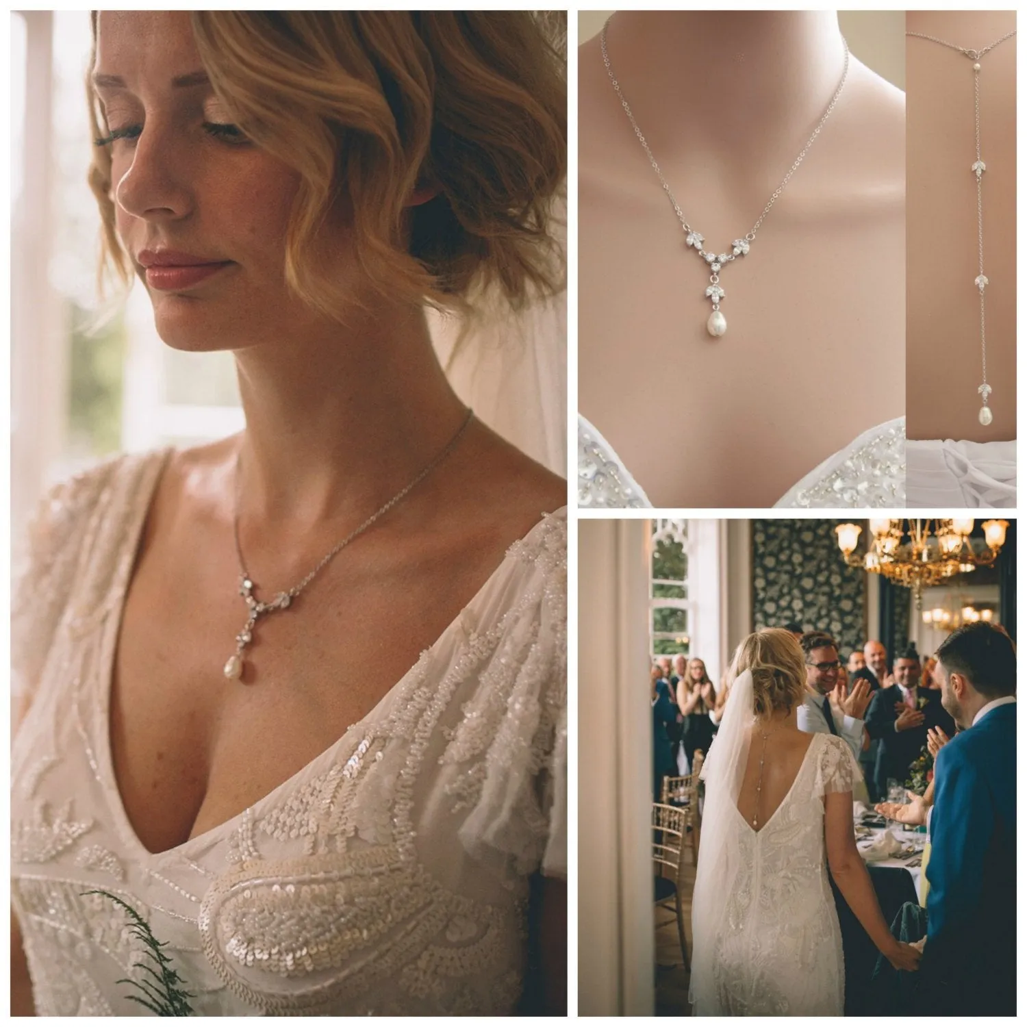 Simple Detachable Back Necklace for the Minimalistic Bride-Leila