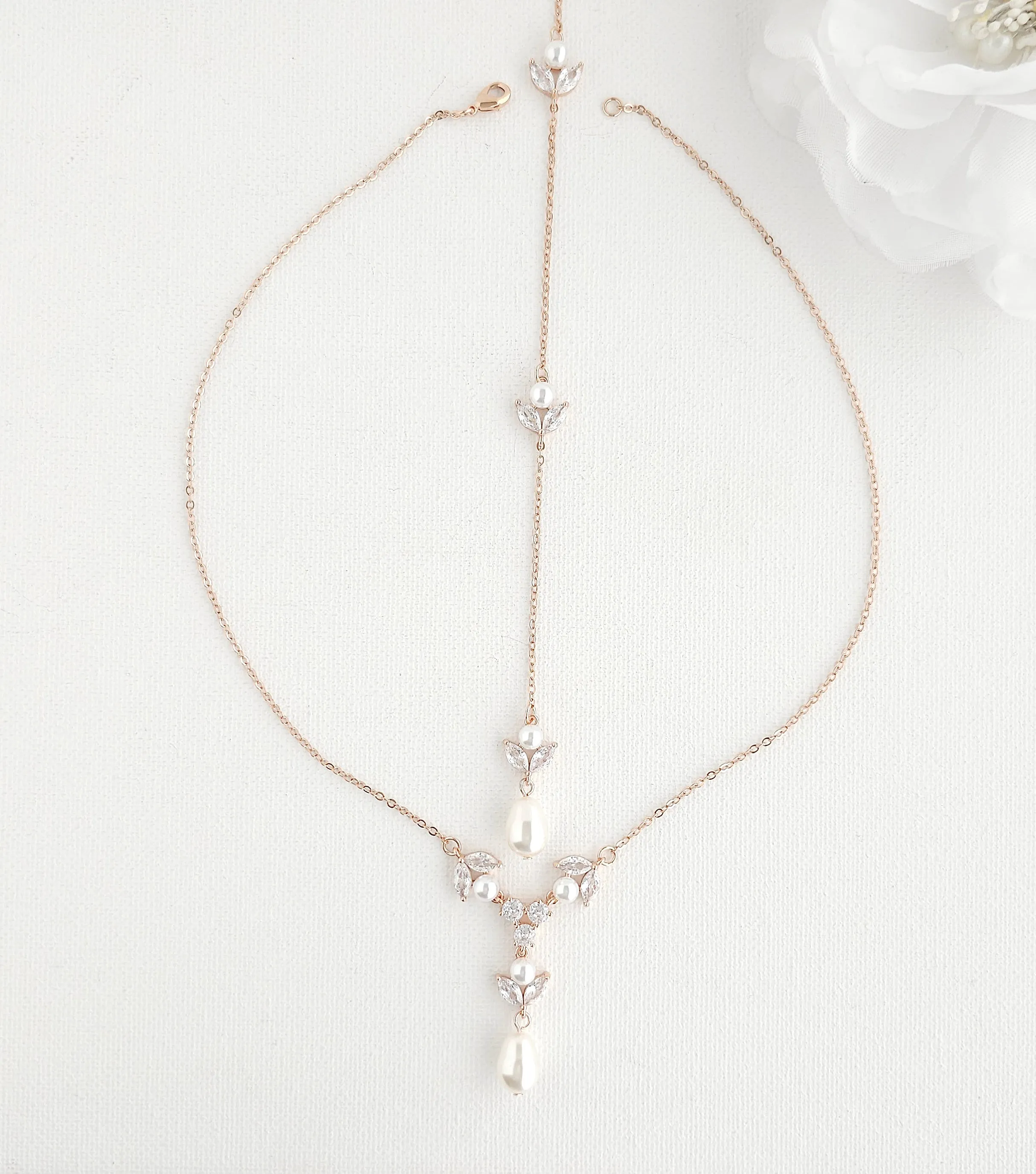 Simple Detachable Back Necklace for the Minimalistic Bride-Leila