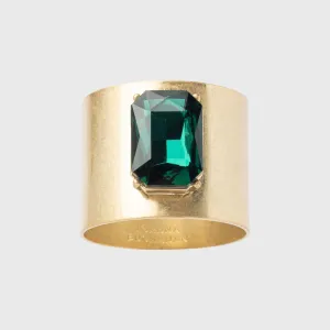 Single gem napkin rings, emerald, set of two