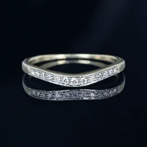 Sleek 14K White Gold Diamond Wishbone Ring, Size 10.75