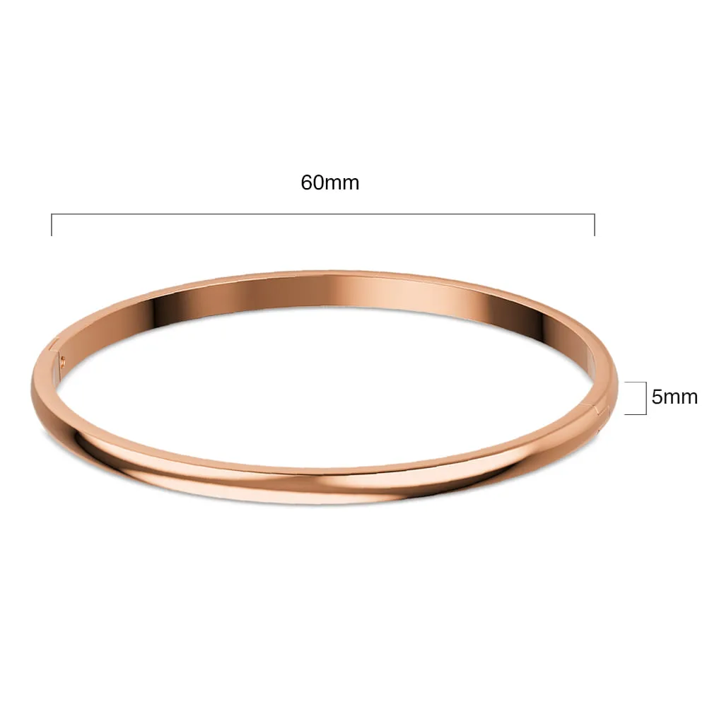 Solid Round Stainless Steel Bangle in Rose Gold