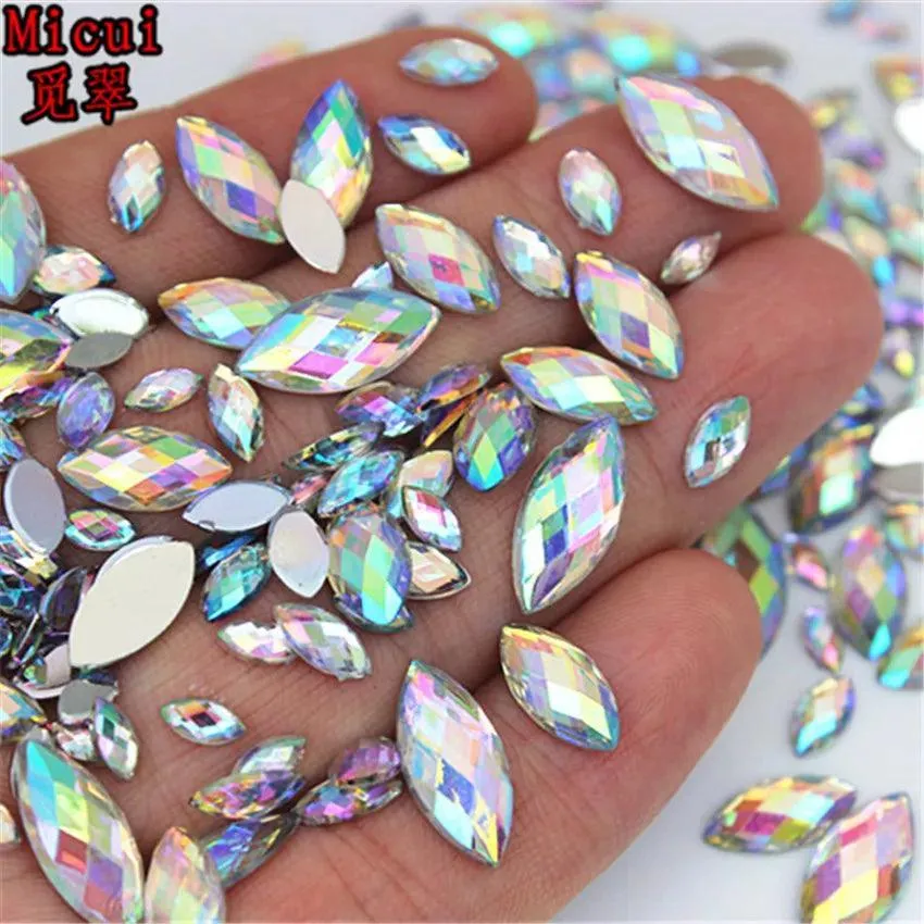 Sparkling Crystal AB Horse Eye Rhinestones for Nail Art & Crafting Elegance