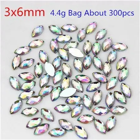 Sparkling Crystal AB Horse Eye Rhinestones for Nail Art & Crafting Elegance