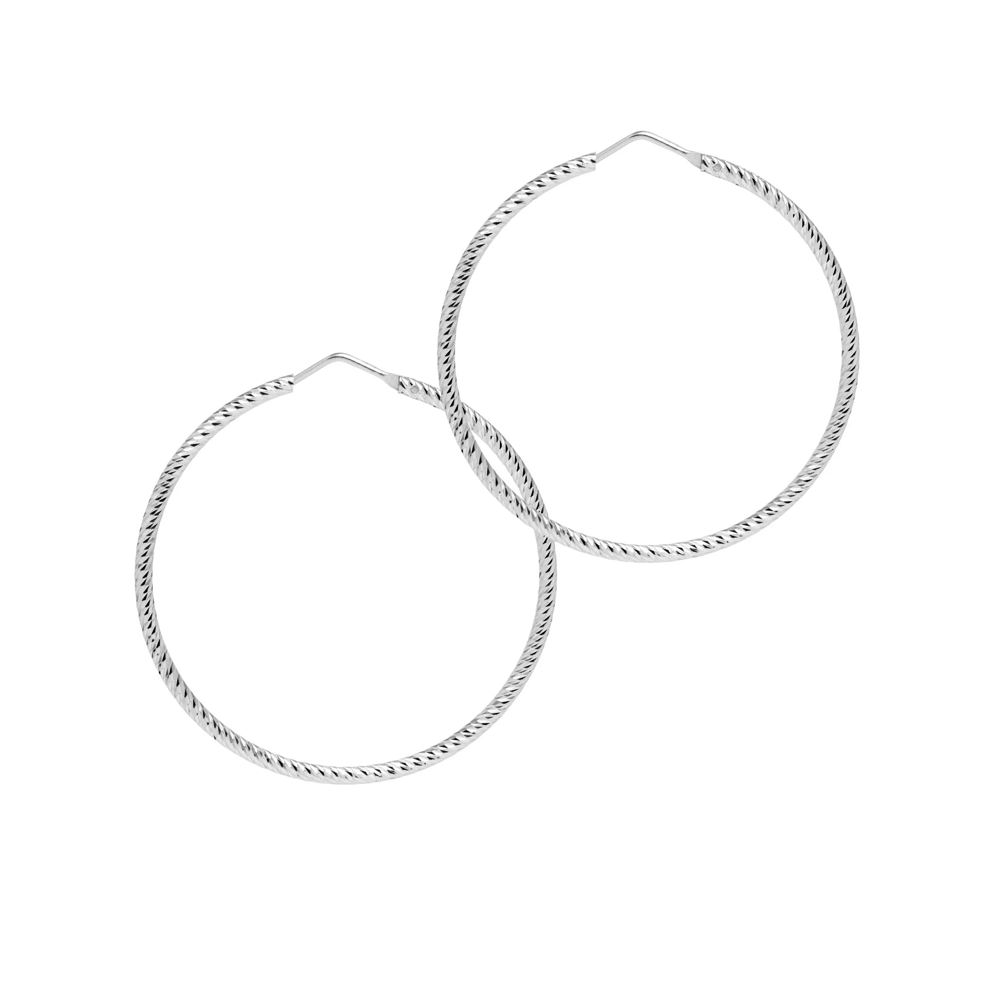 Sparkly Diamond-Cut Roma Hoop Earrings - Medium - Silver