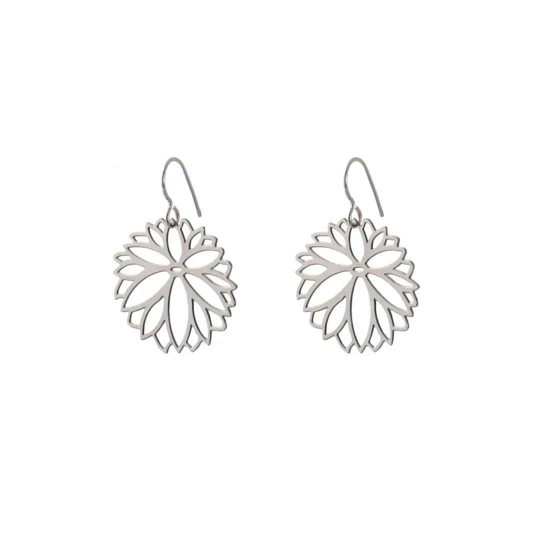 Stainless Steel Zinnia Earrings