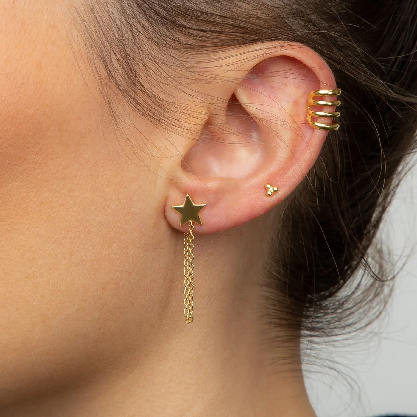 Star Chain Gold Earring