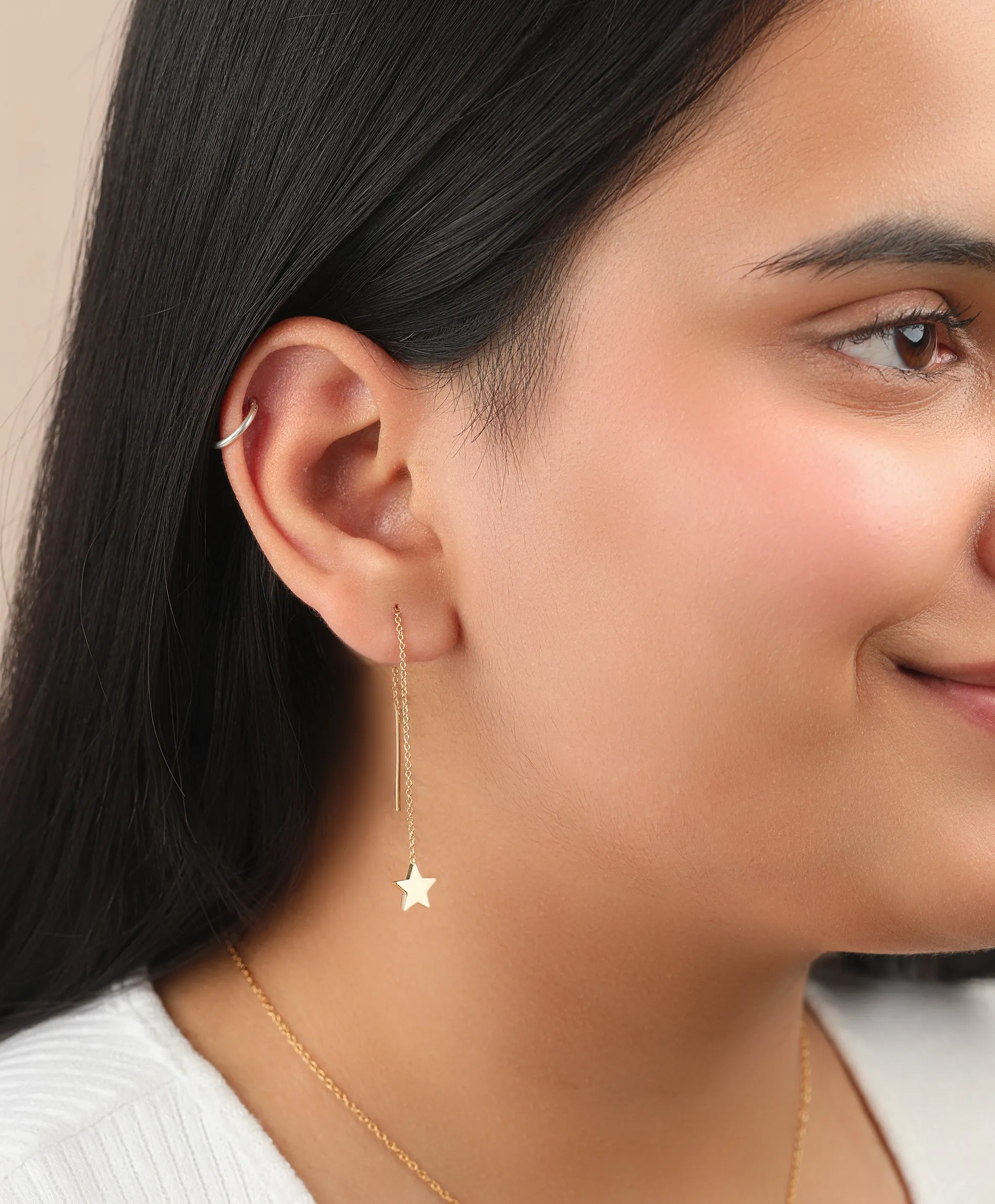 Star Vermeil Threader Earrings