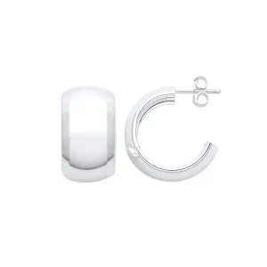 Sterling Silver 10mm Wide Fancy Hoop Earrings