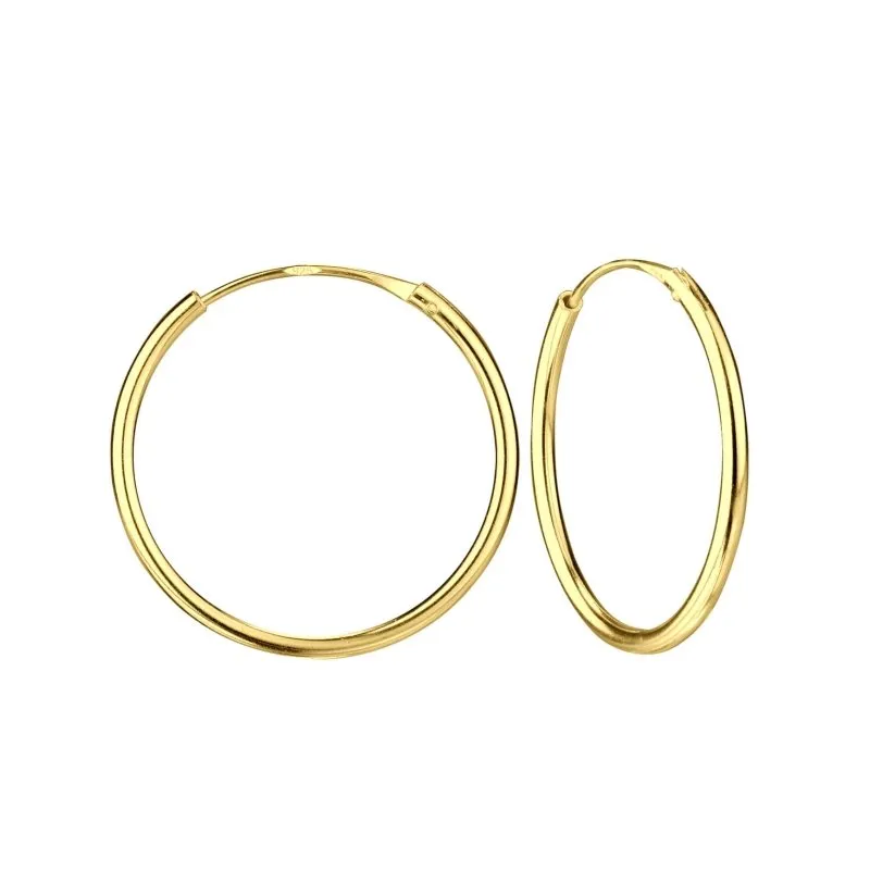 Sterling Silver 14kt Yellow Gold Plated 20mm Hoop Earrings