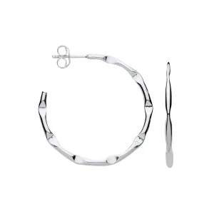 Sterling Silver 2mm Bamboo Hoop Earrings