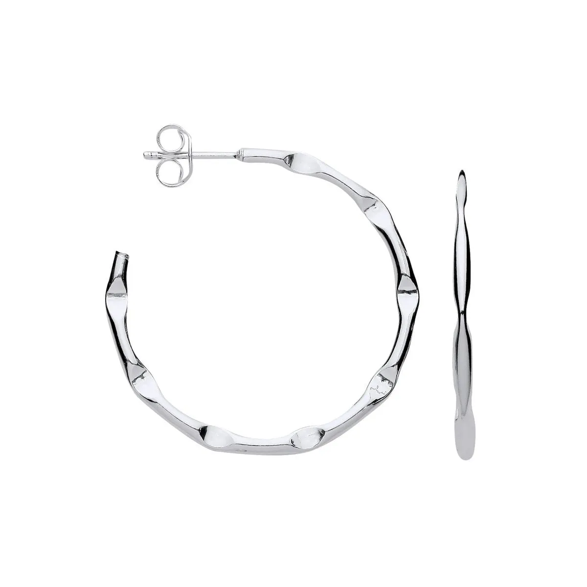 Sterling Silver 2mm Bamboo Hoop Earrings