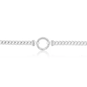 Sterling Silver 45cm Zirconia Fancy Boltring Curb Chain