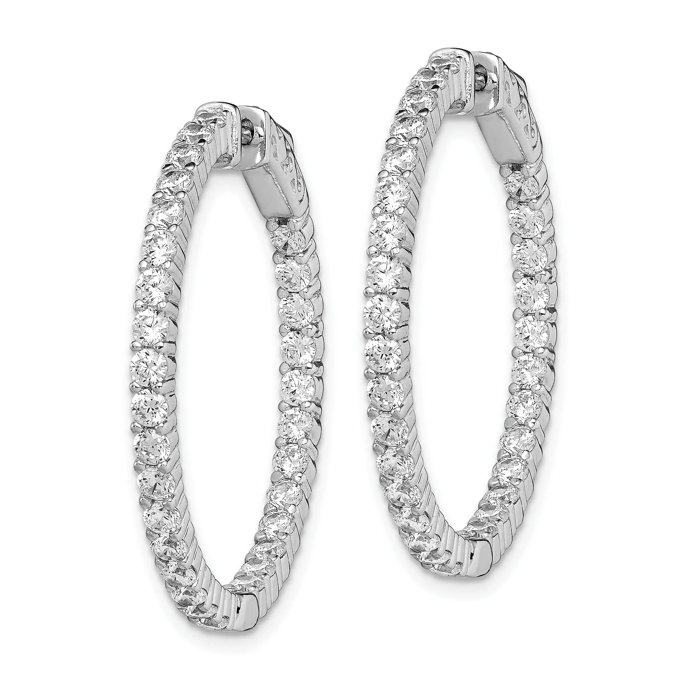 Sterling Silver 60 Stones Round Hoop Earrings