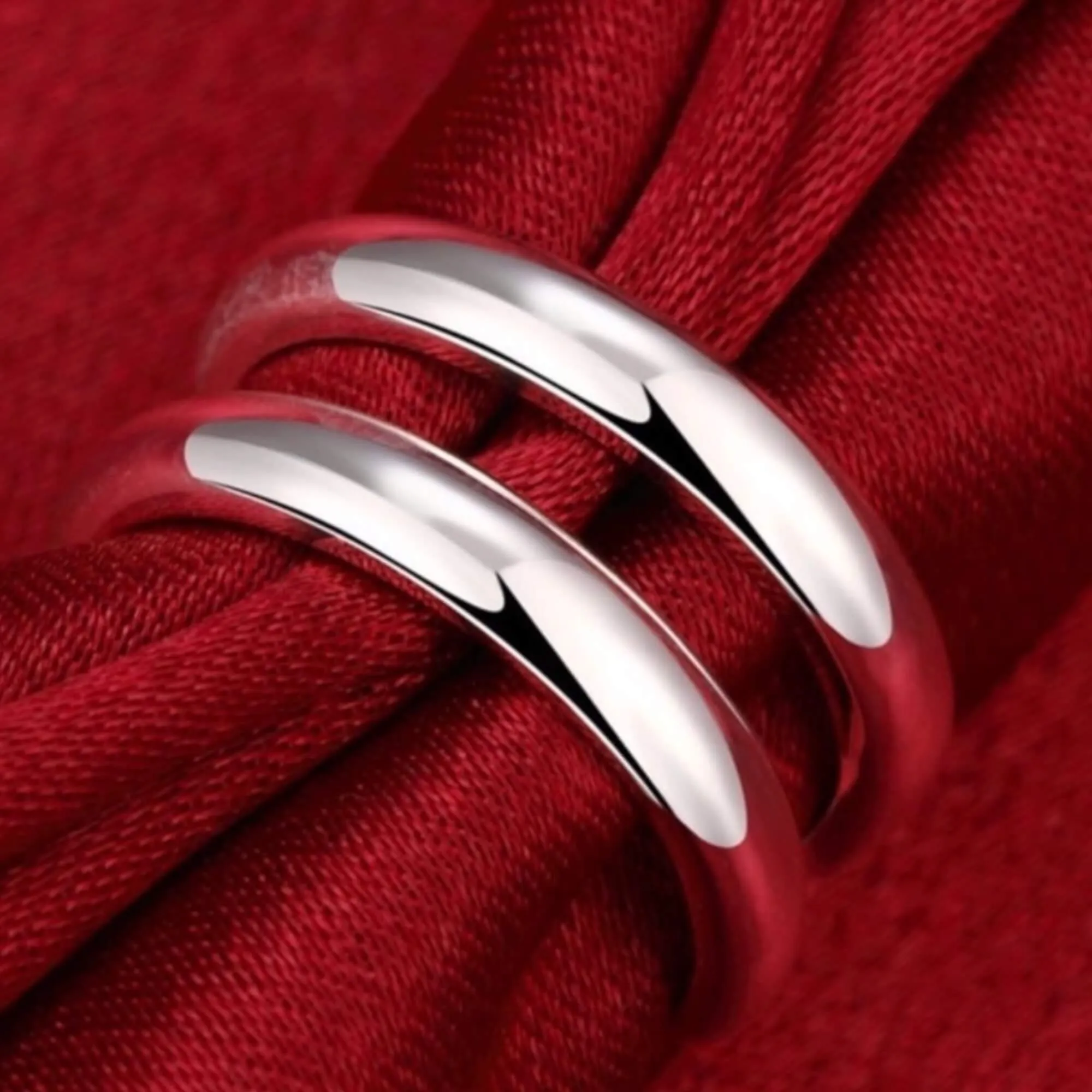 Sterling Silver Adjustable Double Band Cuff Ring