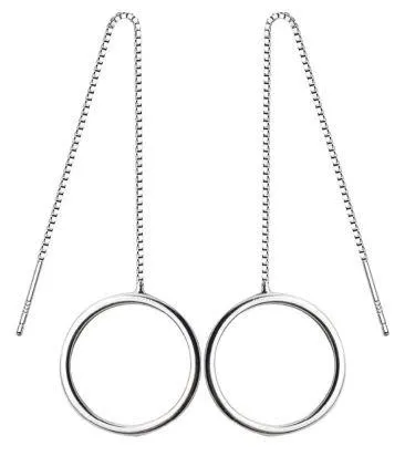 Sterling Silver Circle Threader Earrings