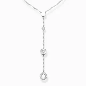 Sterling Silver Circles White Stone Necklace KE1879-051-14