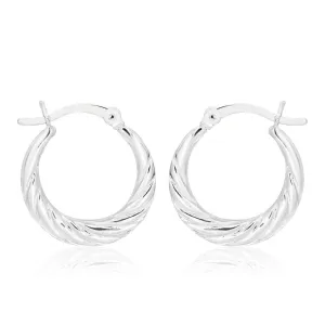 Sterling Silver Creole Twist Ridge Hoop Earrings