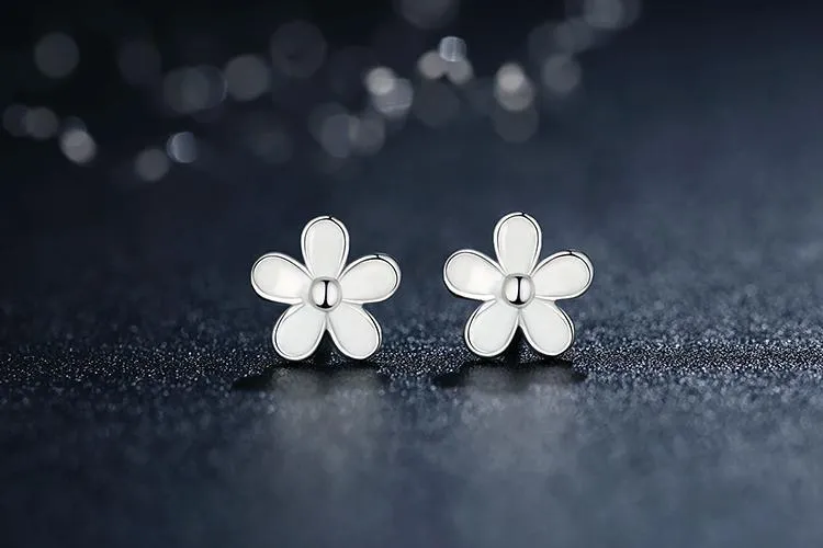 Sterling Silver Darling Daisy Stud Earrings