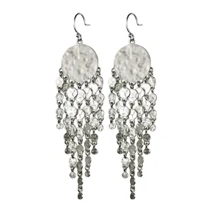 Sterling Silver Hammered Disc Earring with Fringe