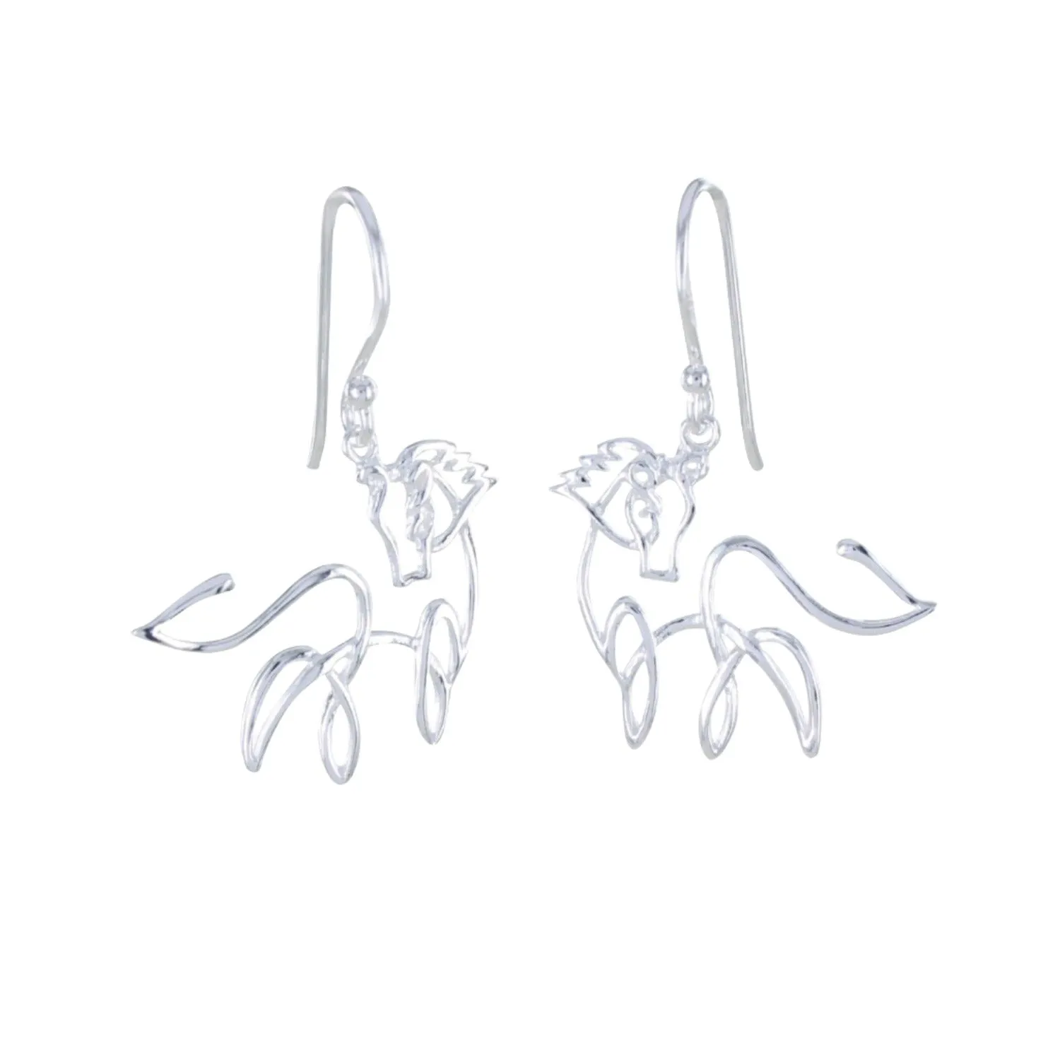 Sterling Silver Horse Line Drop Earrings