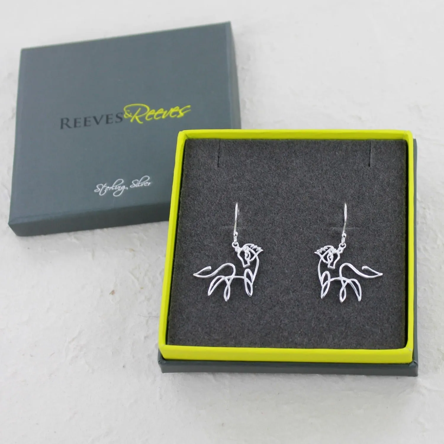 Sterling Silver Horse Line Drop Earrings