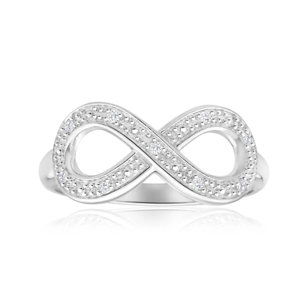 Sterling Silver Infinity 0.05ct Diamond Ring