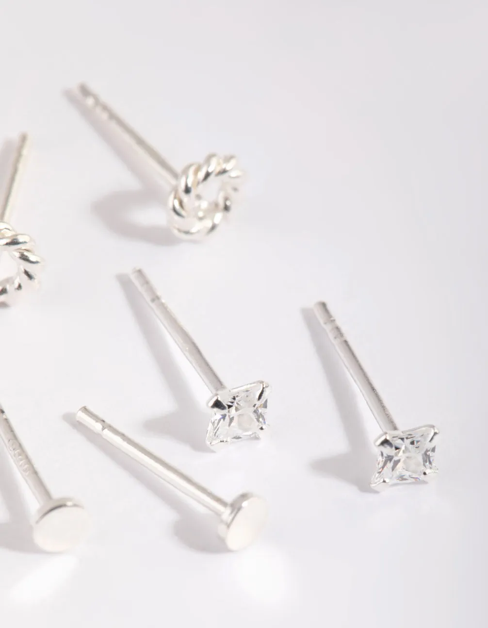 Sterling Silver Knot Stud Earring Pack