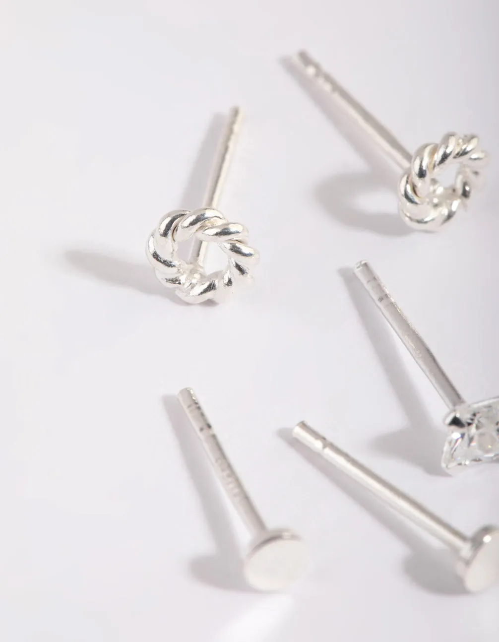 Sterling Silver Knot Stud Earring Pack