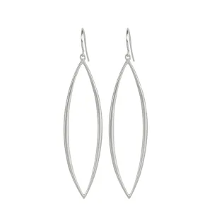 Sterling Silver Long Oval Bar Earrings