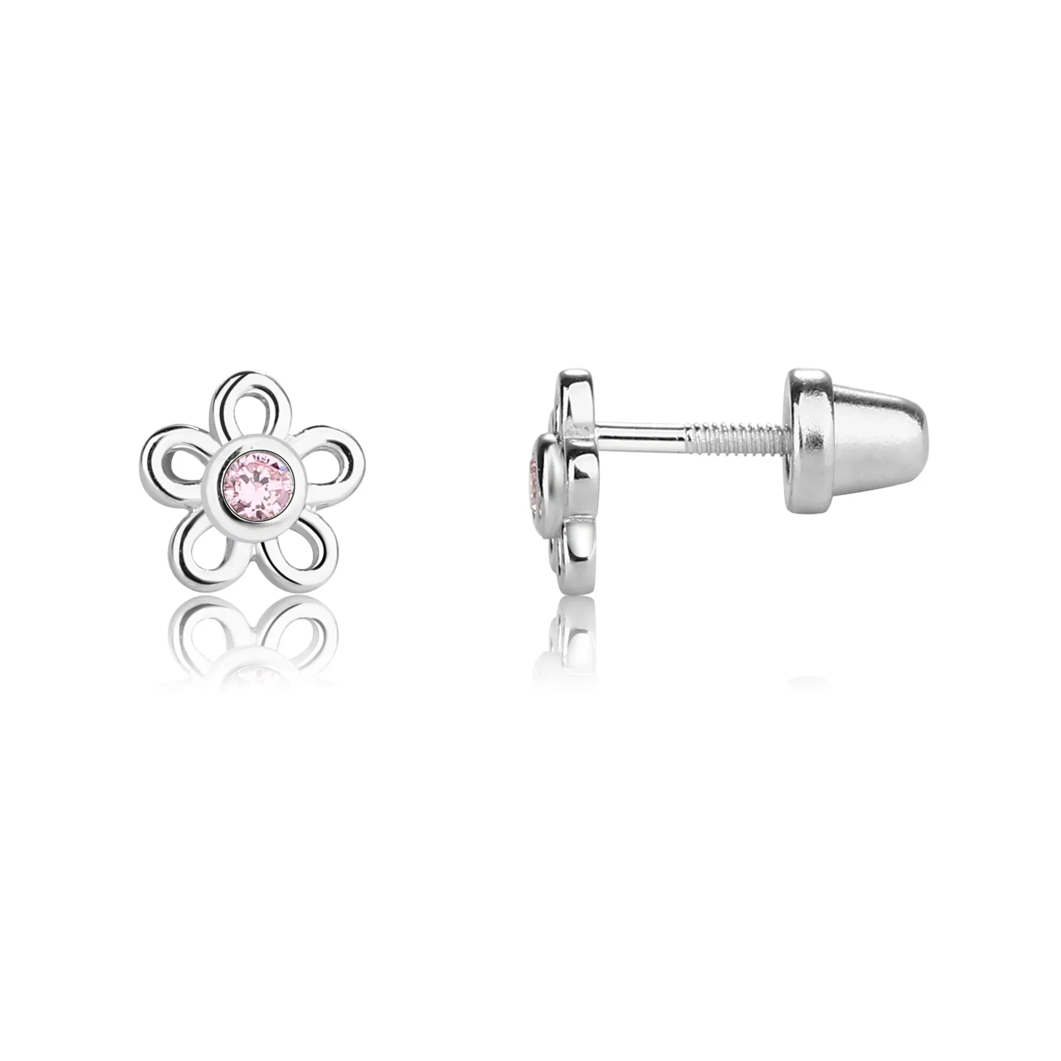 Sterling Silver Pink Daisy Earring