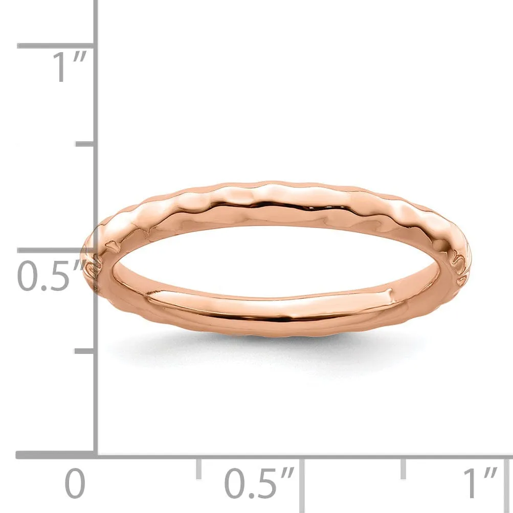 Sterling Silver Pink-Plated Hammered Ring