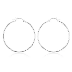 Sterling Silver Plain Round 40mm Hoop Earrings