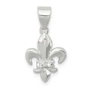 Sterling Silver Polished C.Z Fleur De Lis Charm