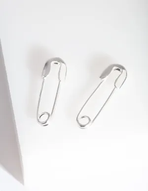 Sterling Silver Safety Pin Earrings