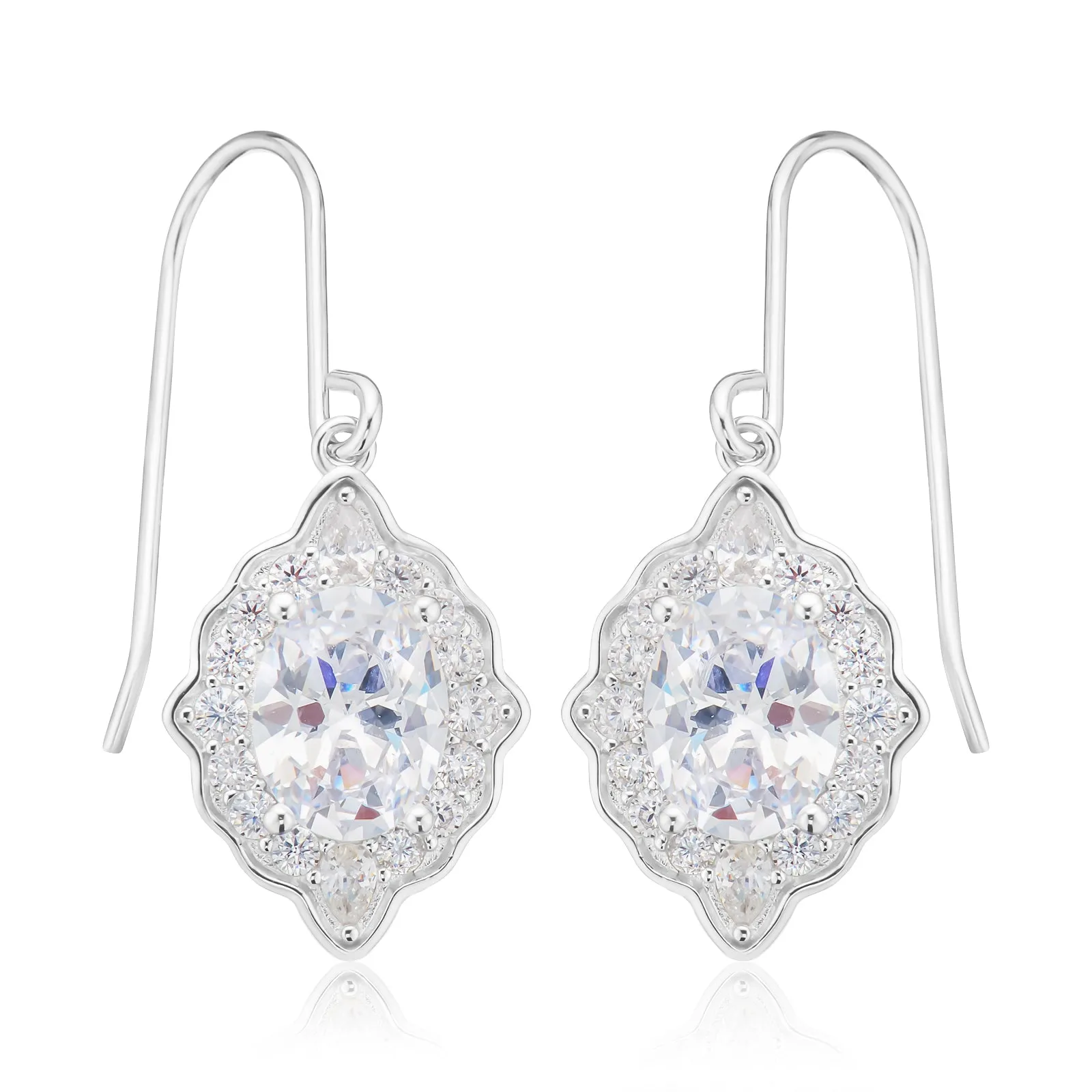 Sterling Silver White Cubic Zirconia Drop Earrings