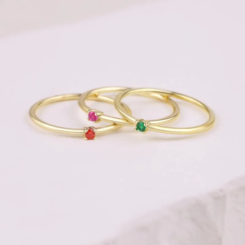 Super Dainty Birthstone Stacking Ring