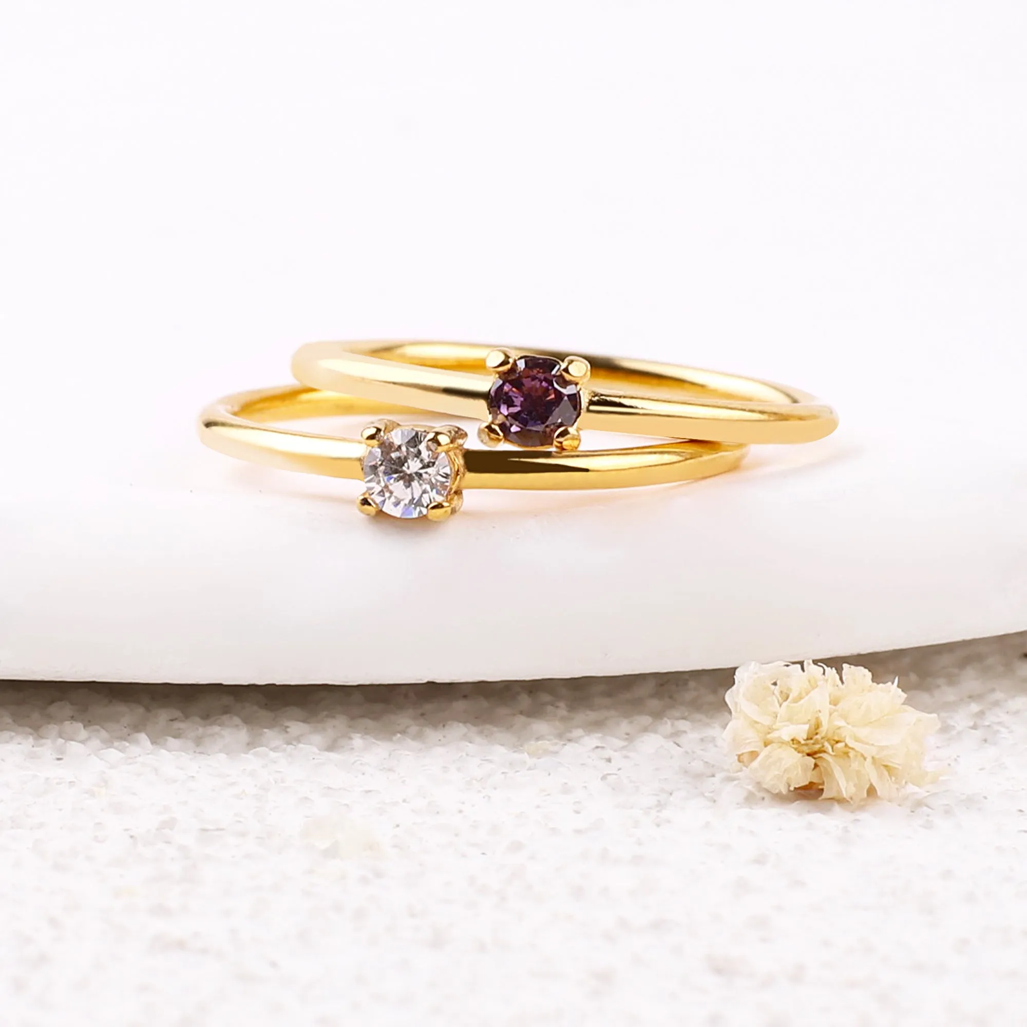 Super Dainty Birthstone Stacking Ring